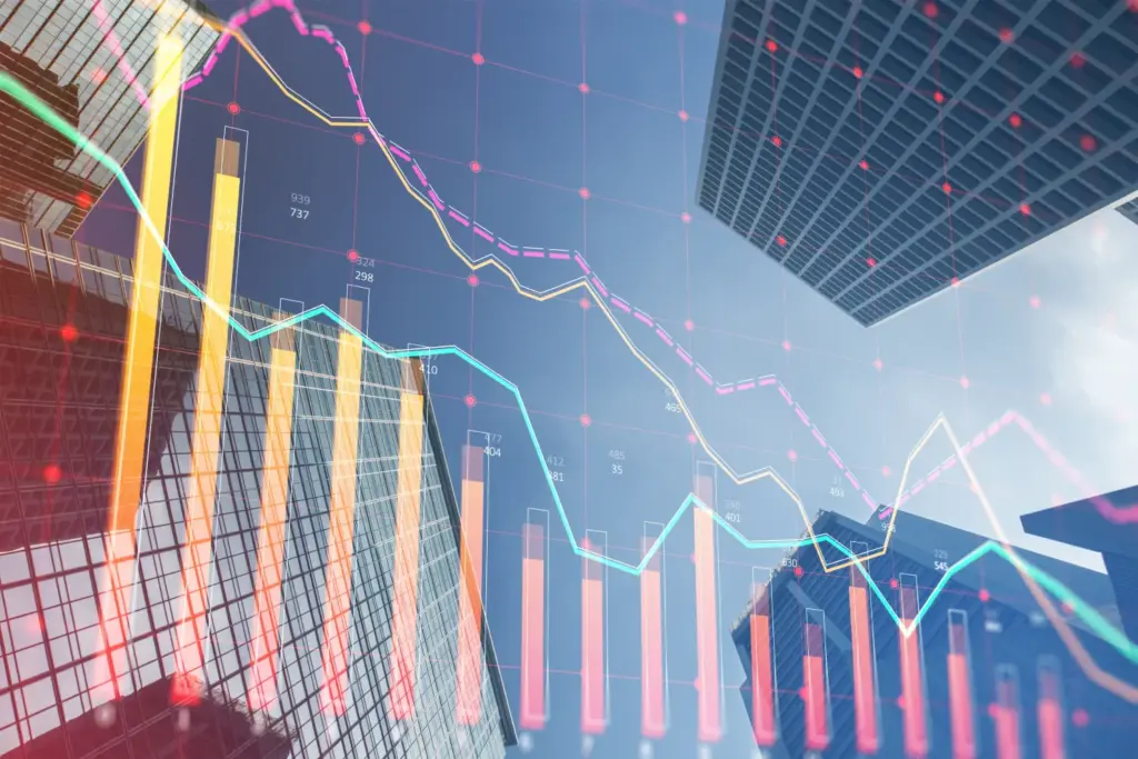Fallende Börsenkurse und Aktienchart mit rotem Trend | Financipation Club