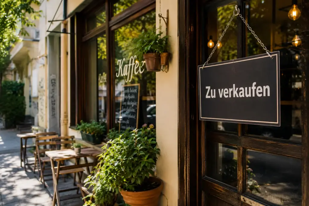 Restaurant mit Verkaufsschild im Schaufenster | Financipation Club